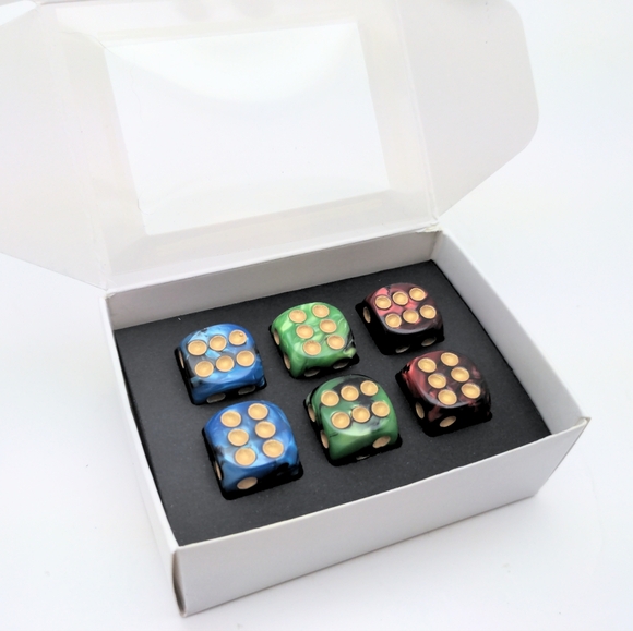 Jewel Tone Dice Fridge Magnets - Picture 2 of 5